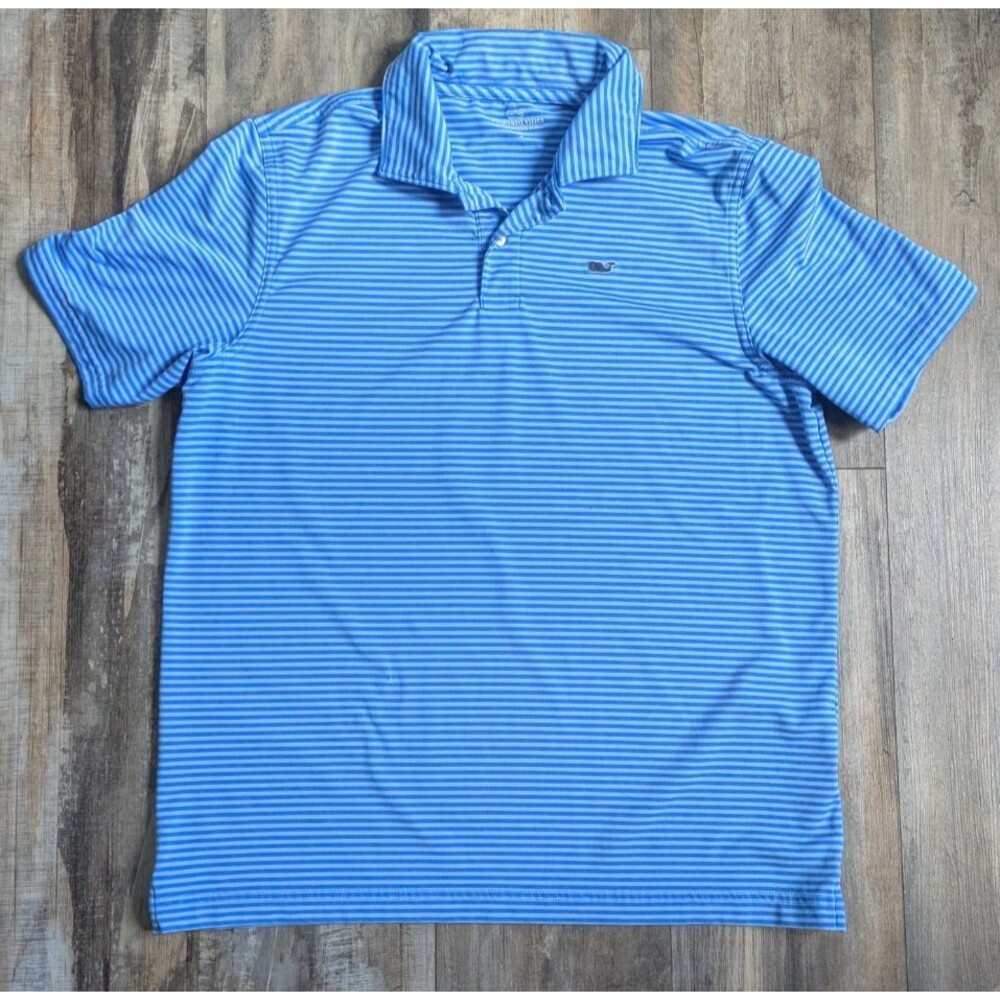 Vineyard Vines Blue and White Striped Polo